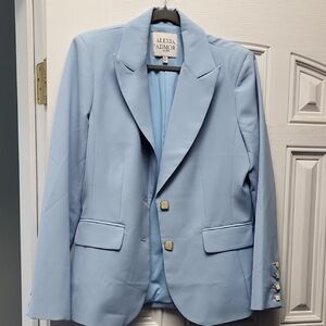 Alexia Admor Powder Blue Blazer with Gold Square Buttons